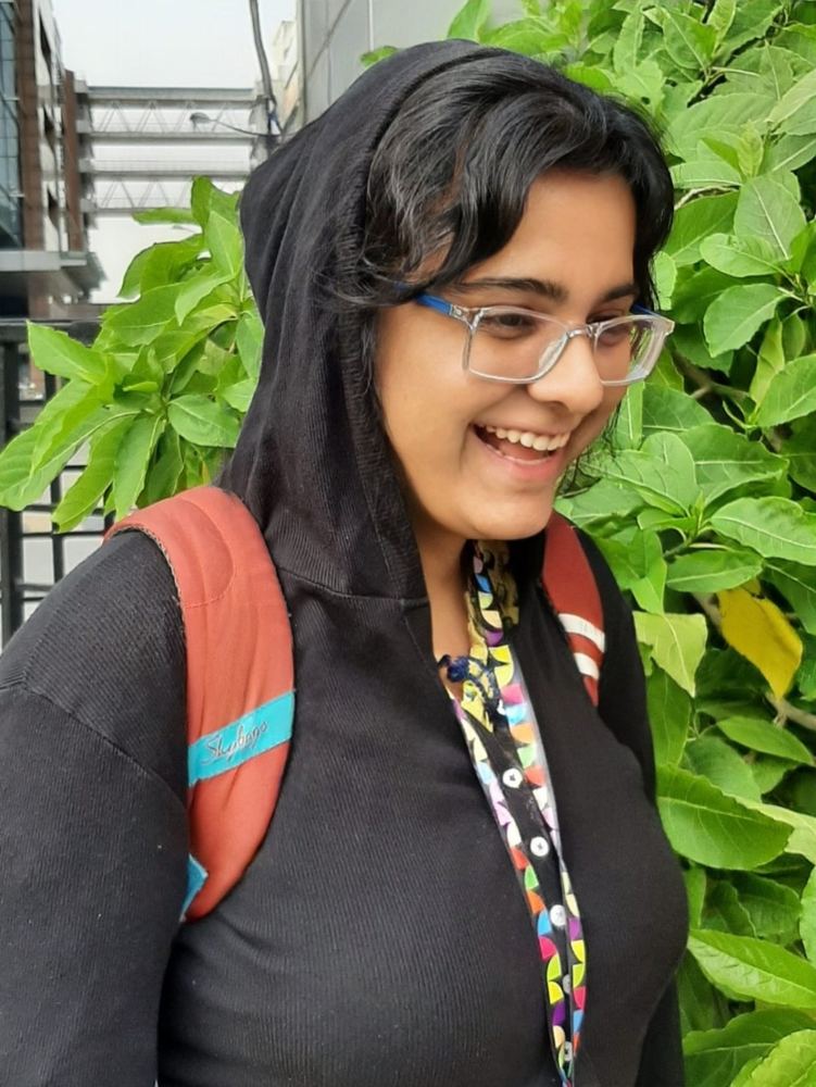 caught mid-laugh